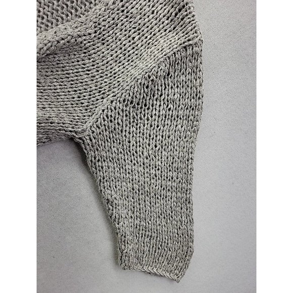 Eileen Fisher Women M Gray Open Cardigan Loose Knit Italian Yarn Sweater Crop - Picture 7 of 11